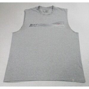 Nike Shirt Mens 2XL Gray Swim Sleeveless Tank Top Graphic Swoosh Logo Athletic